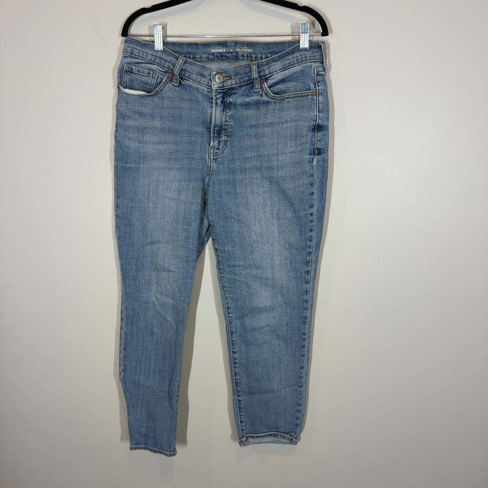 Old Navy O.G. Straight High-Rise Jeans Womens Size 14 Light Wash Denim